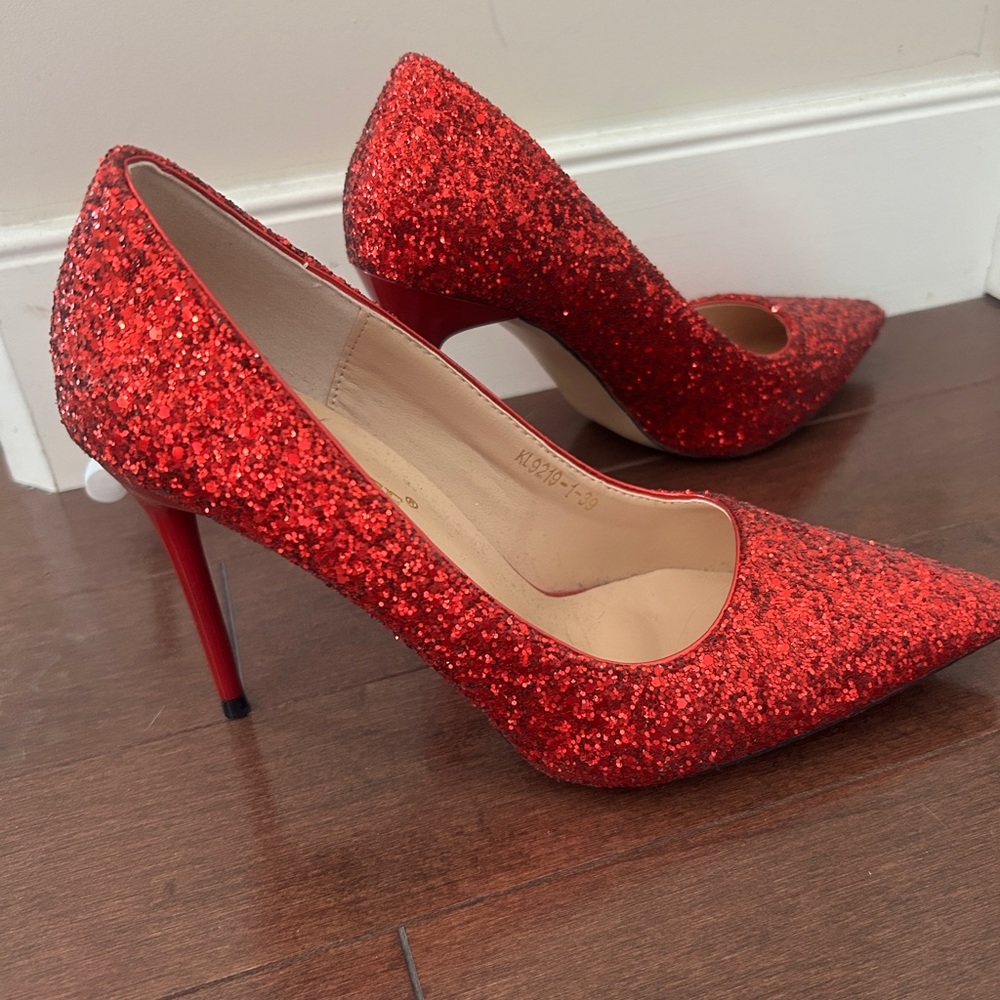 Red Glitter Stiletto Heels
